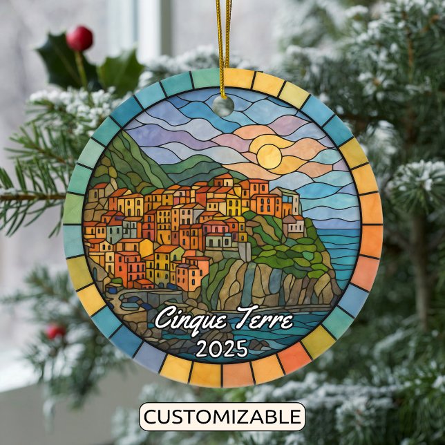 Verre de teint personnalisé Cinque Terre ornement (Créateur téléchargé)