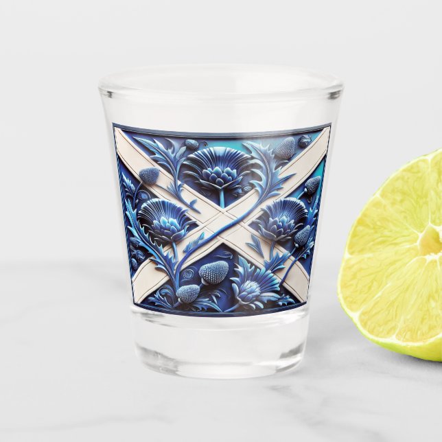Verre de tir avec design de chardons écossais (Devant)