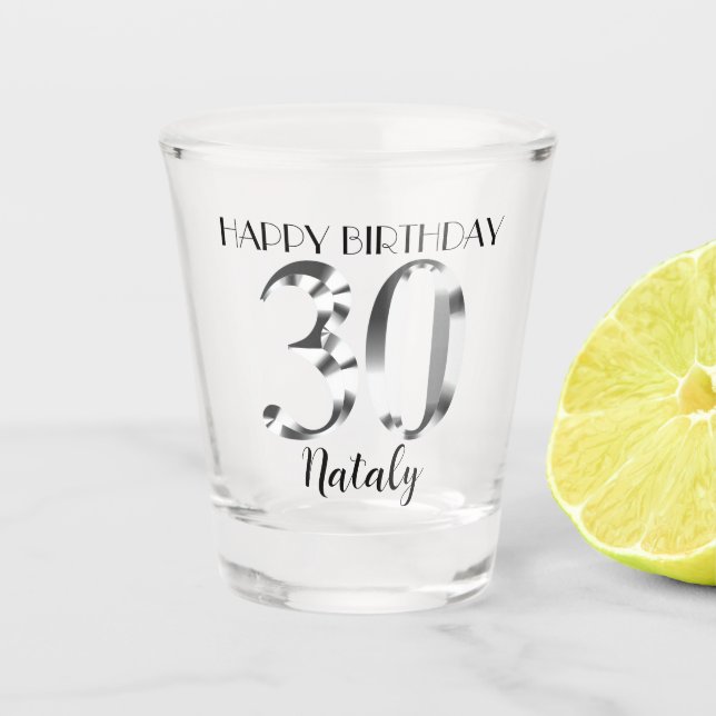 Verre de tir en argent métallique à 30e anniversai (Devant)