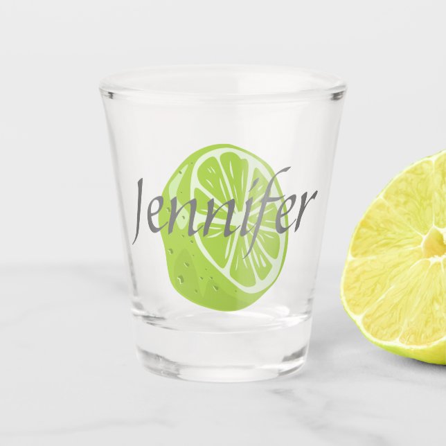 Verre de tir personnalisé avec chaux et nom (Devant)