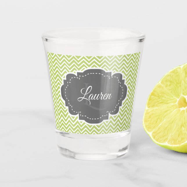 Verre de tir personnalisé Chevron vert (Devant)
