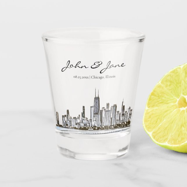 Verre de tir personnalisé Chicago Skyline (Devant)