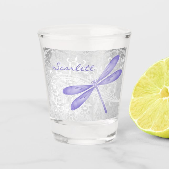 Verre de tir personnalisé de libellule violette (Devant)