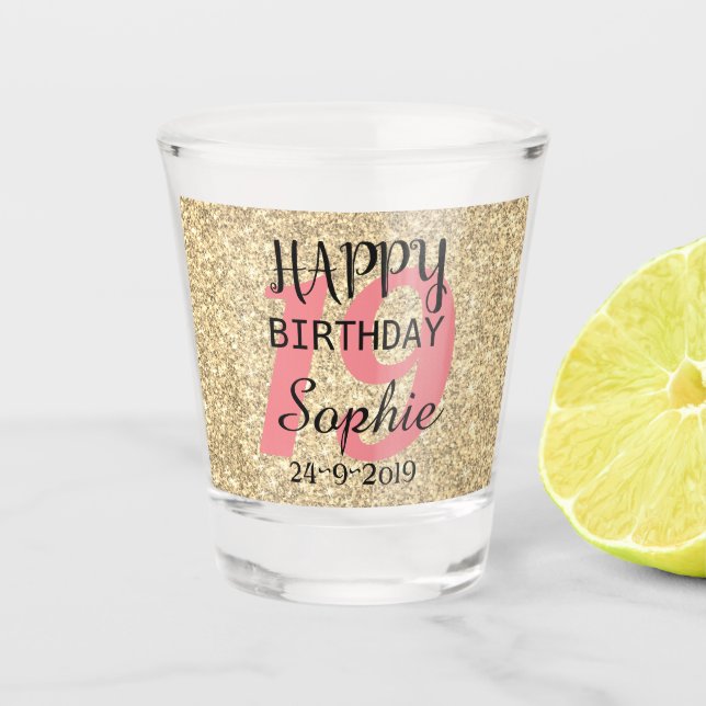 Verre de tir personnalisé du 19e anniversaire (Devant)