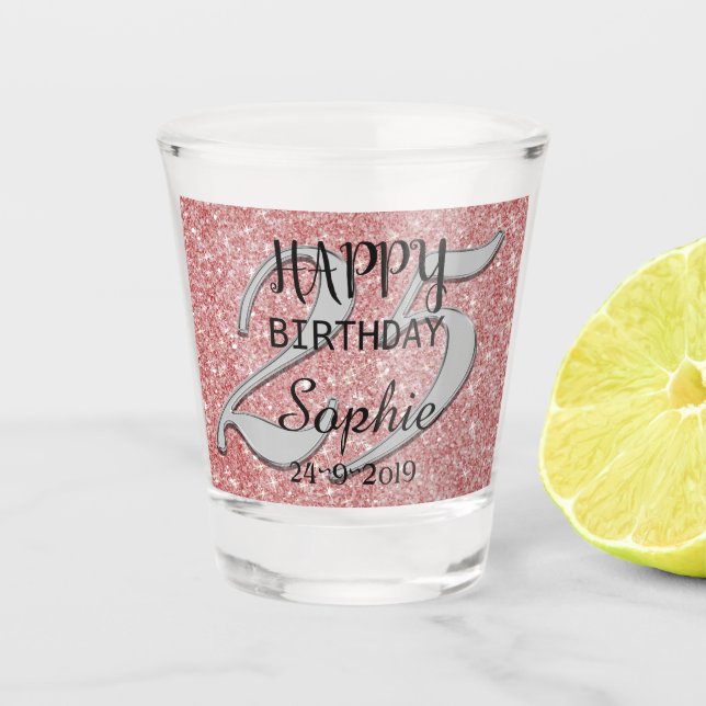 Verre de tir personnalisé du 25e anniversaire (Devant)