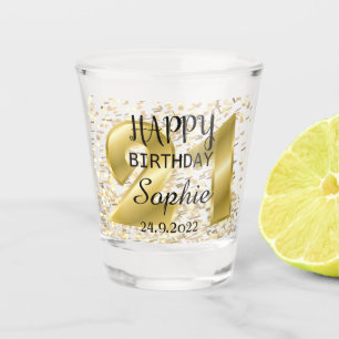 Verre de tir personnalisé Gold 21e anniversaire