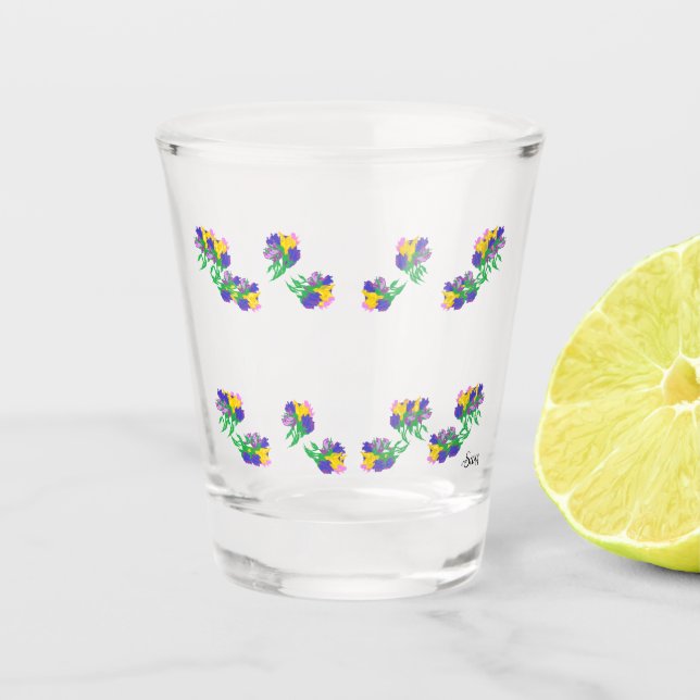 Verre de tir : Tulipes de printemps (Devant)