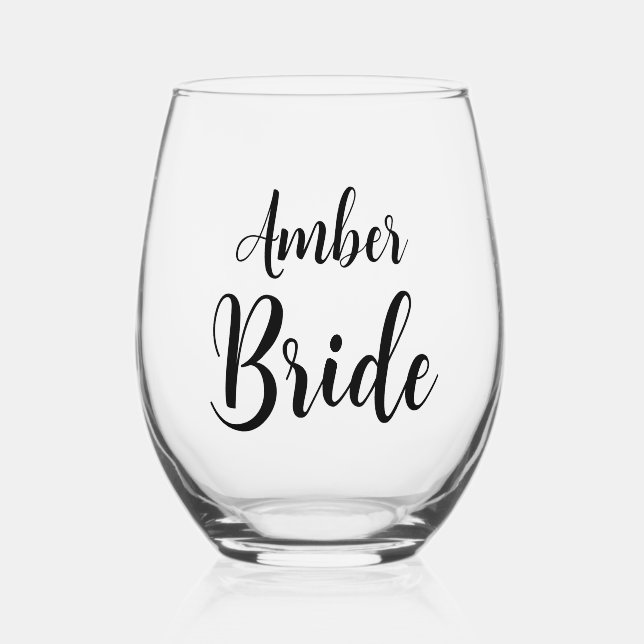 Verre de vin pour mariée personnalisé (Recto)