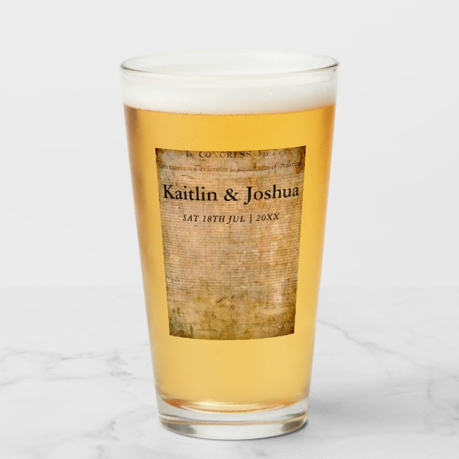 Verre Déclaration d'indépendance 📜 1776 Vintage (Devant (rempli))