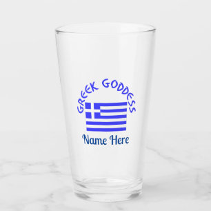 Verre Déesse grecque et drapeau de la Grèce personnalisé