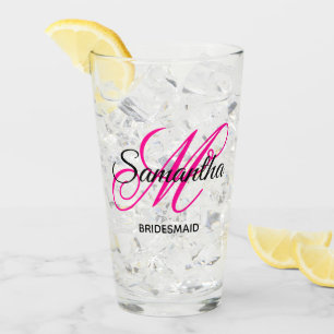 Verre Demoiselle d'honneur monogramme fantaisie noir et 