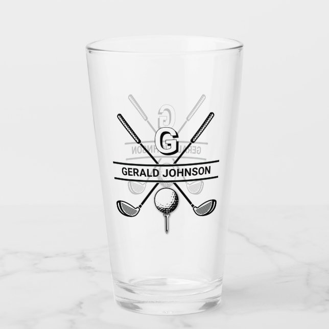 Verre Design élégant de monogramme de golf (Devant)