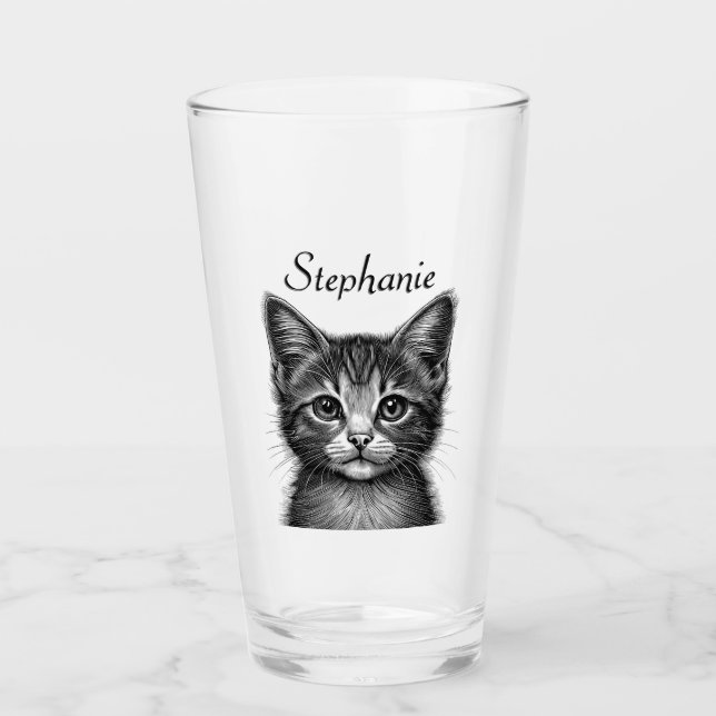 Verre Dessin adorable de Young Cat (Devant)