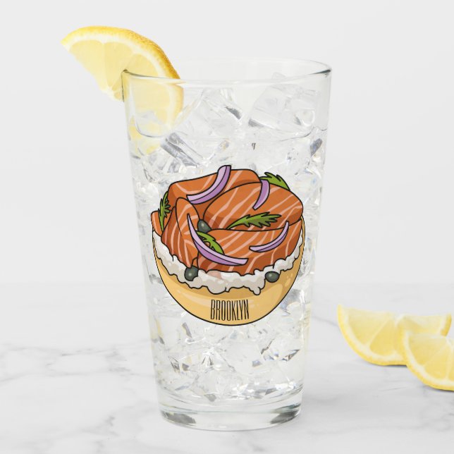 Verre dessin animé de bagel saumon (Devant glace)