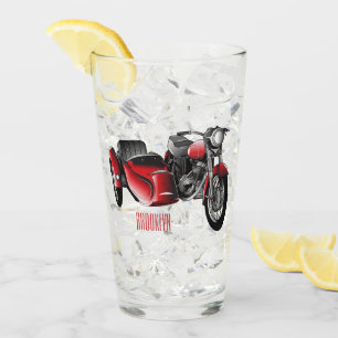 Verre dessin animé de la moto Sidecar