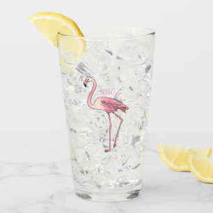 Verre dessin animé d'oiseau Flamant rose