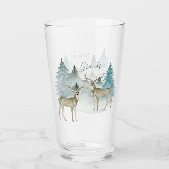 Verre Deux cerfs-volants personnalisés en bois d'hiver (Devant)