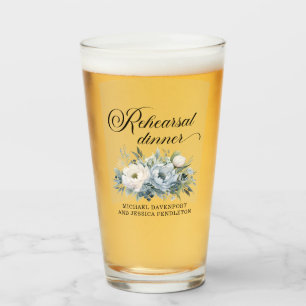 Verre Dîner de répétition floral bleu poussiéreux blanc
