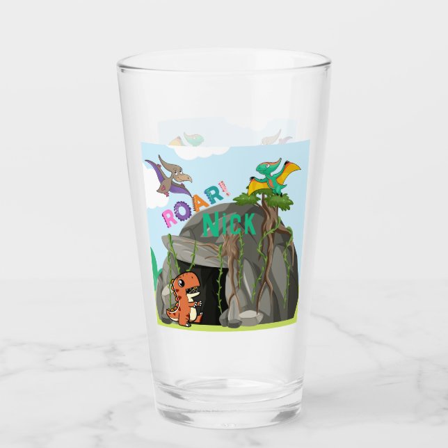 Verre Dinosaure et amis personnalisés (Devant)
