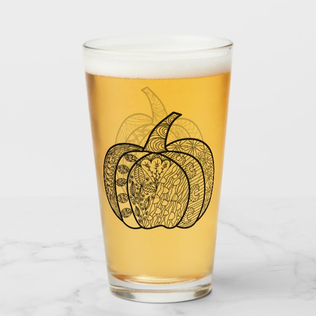 Verre Doodles d'Halloween boho zentangles citrouille Aut (Devant (rempli))
