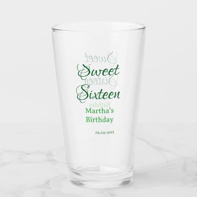 Verre Douce Seize nom date calligraphie boho rétro (Devant)