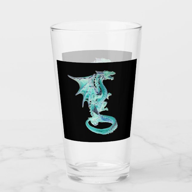 Verre Dragon Bleu Céleste Créature Fantastique Majestueu (Devant)