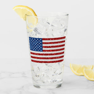 Verre Drapeau américain 4 juillet Parties scintillant