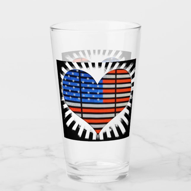 Verre Drapeau américain du coeur patriotique (Devant)