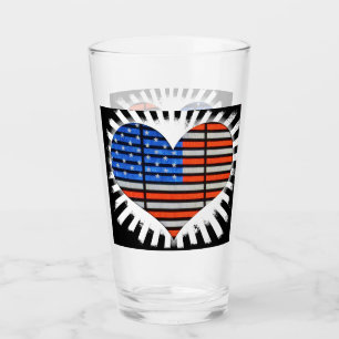 Verre Drapeau américain en forme de coeur patriotique