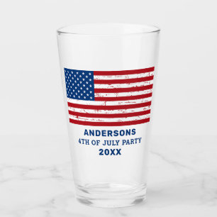 Verre Drapeau américain personnalisé 4 juillet parti