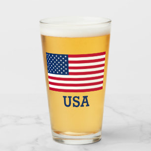Verre Drapeau américain Rouge Bleu Bleu États-Unis Pat
