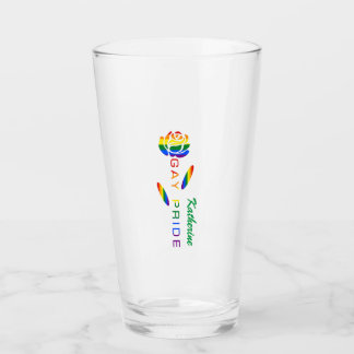 Verre Drapeau arc-en-ciel Rose Fierté Gay Nom personnali