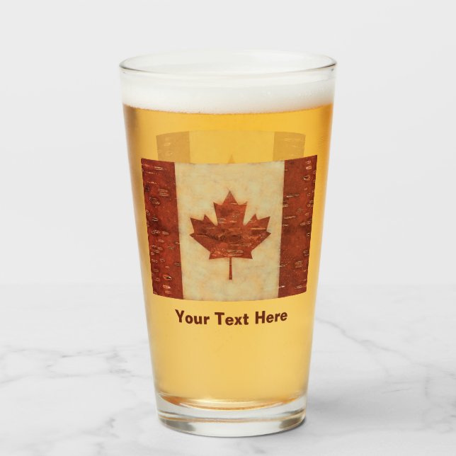 Verre Drapeau canadien en écorce de bouleau (Devant (rempli))