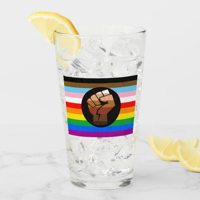 Verre Drapeau de fierté POC de progrès LGBTQ+ (Devant glace)