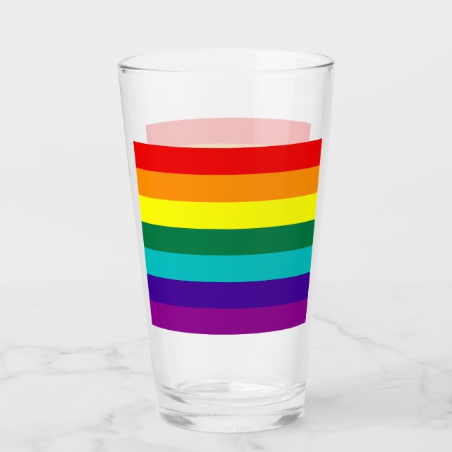 Verre Drapeau de la Fierté arc-en-ciel 7 bandes (Devant)