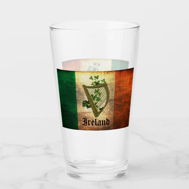 Verre Drapeau et harpe irlandais (Devant)