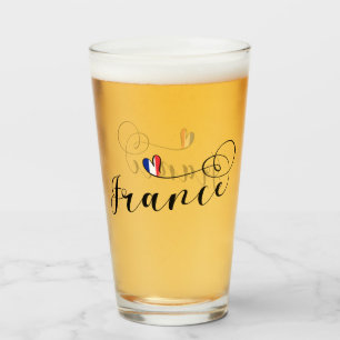 Verre Drapeau français en Coeur, France