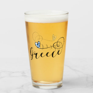 Verre Drapeau grec à un coeur, Grèce