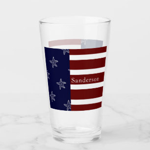 Verre Drapeau Nautique Américain Rouge Blanc Bleu Aiguil