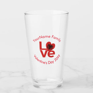 Verre Drapeau rouge albanais LOVE personnalisé