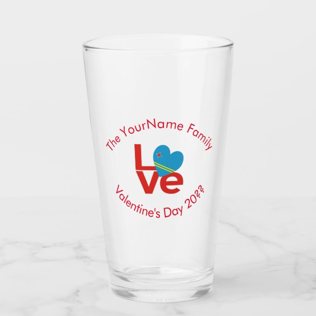 Verre Drapeau rouge arubéen personnalisé LOVE (Devant)