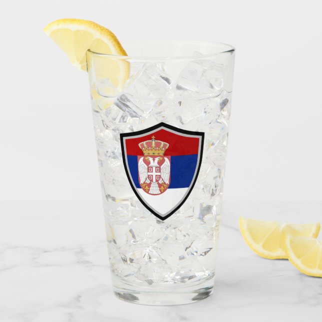 Verre Drapeau serbe (Devant glace)