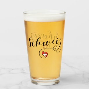 Verre Drapeau Suisse En Coeur, Schweiz, Suisse
