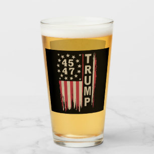 Verre Drapeau Trump 45 47 Vintage Rétro Amérique USA