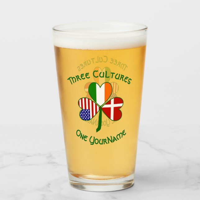Verre Drapeaux américains irlandais danois Shamrock pers (Devant (rempli))