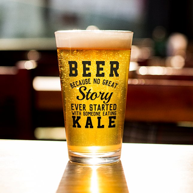 Verre Drôle bière saine contre citation Humour Kale vert (Créateur téléchargé)