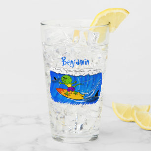 Verre Drôle caricature de surf de lézard au cou