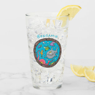 Verre Drôle des créatures marines sous l'eau dessin anim