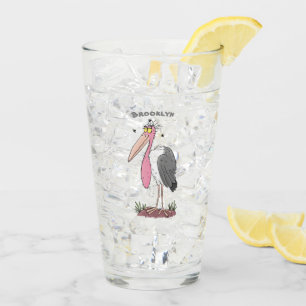 Verre Drôle dessin animé de cigogne en marabou