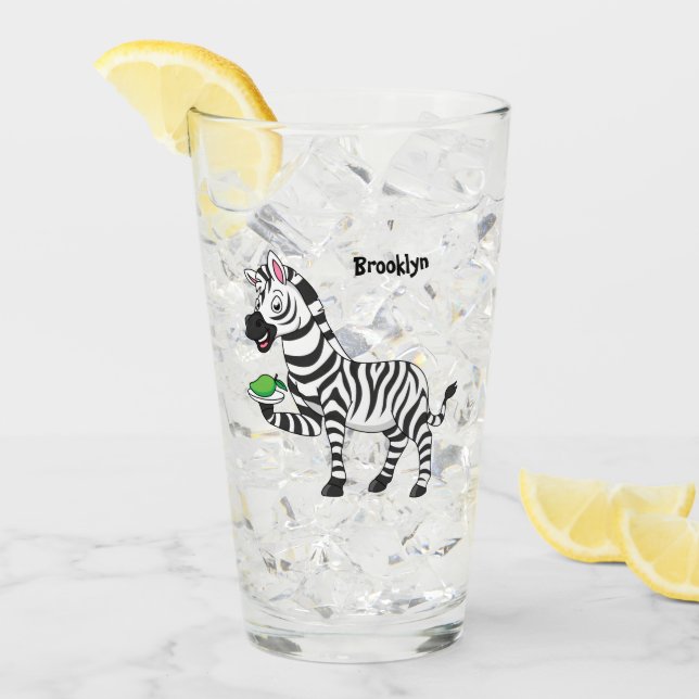 Verre Drôle dessin animé zèbre (Devant glace)